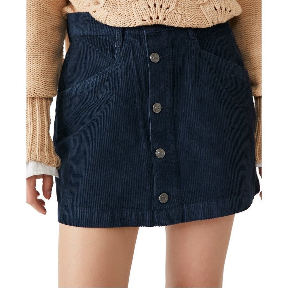 Free People 0 navy corduroy mini skirt